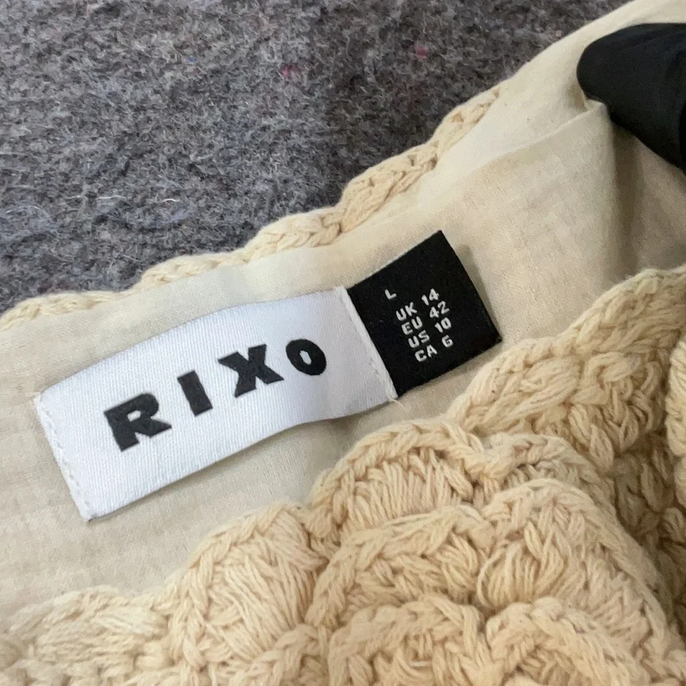 Rixo London Sardinia Crochet Knit Floral Maxi Dress in Cream and Light Blue - Picture 4 of 10